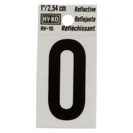 HY-KO 1.25In Reflective Number 0, 10PK B00363